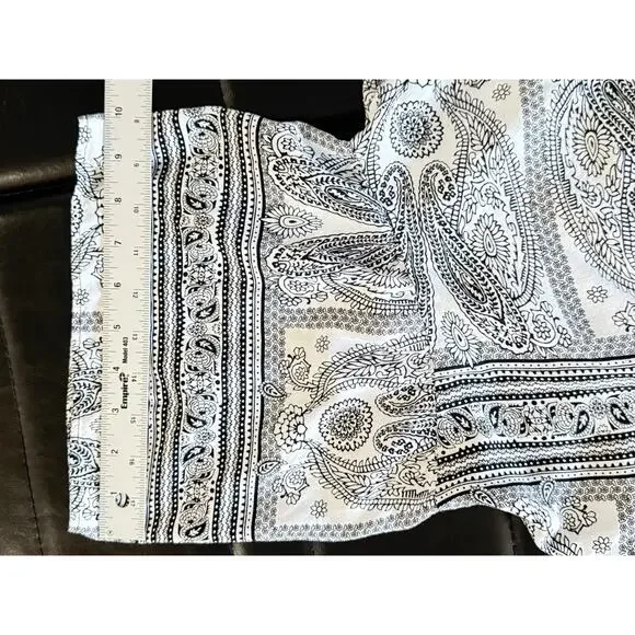 Black Rainn 2XL Boho Blouse Black & White W/Criss Cross Back Angel Wing Arm - Picture 14 of 15